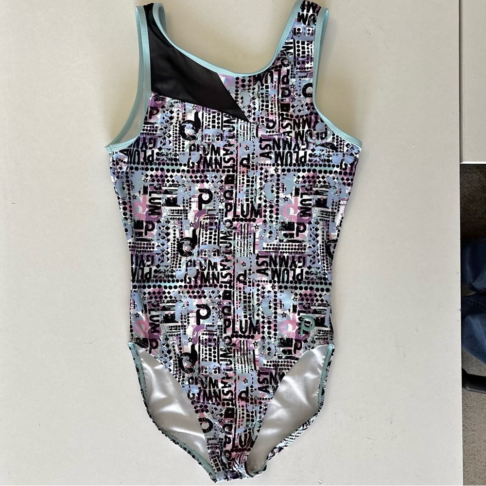 Plum Gymnastics Practicewear Leotard Geometric Pattern Pink/Blue/Purple Adult S